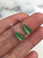 Icy Green Jade Dewdrop Earrings