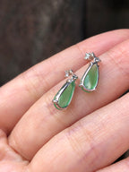 Icy Green Jade Dewdrop Earrings