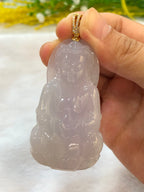 Icy Lavender Jade Guan Yin Pendant