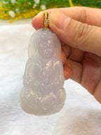 Icy Lavender Jade Guan Yin Pendant