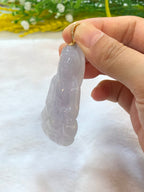 Icy Lavender Jade Guan Yin Pendant