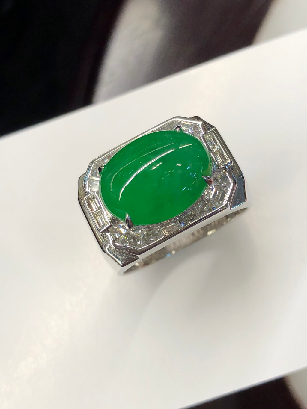 Green Jade Cabochon Ring