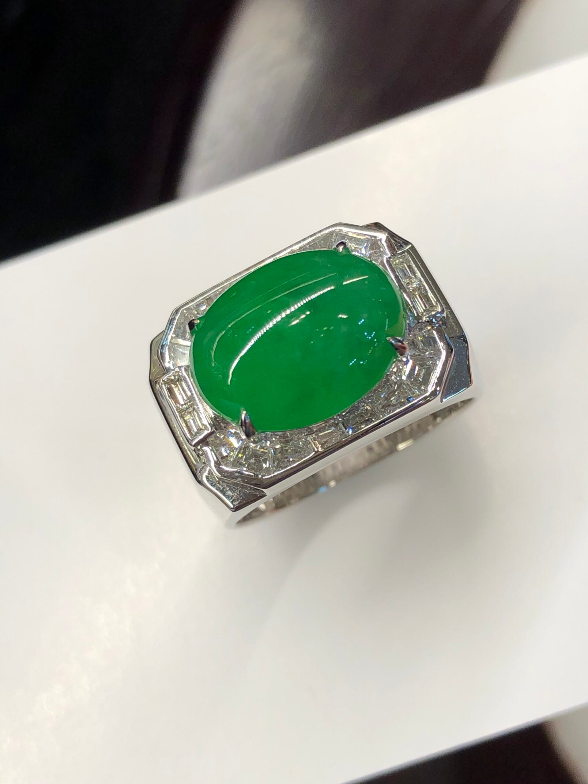 Green Jade Cabochon Ring