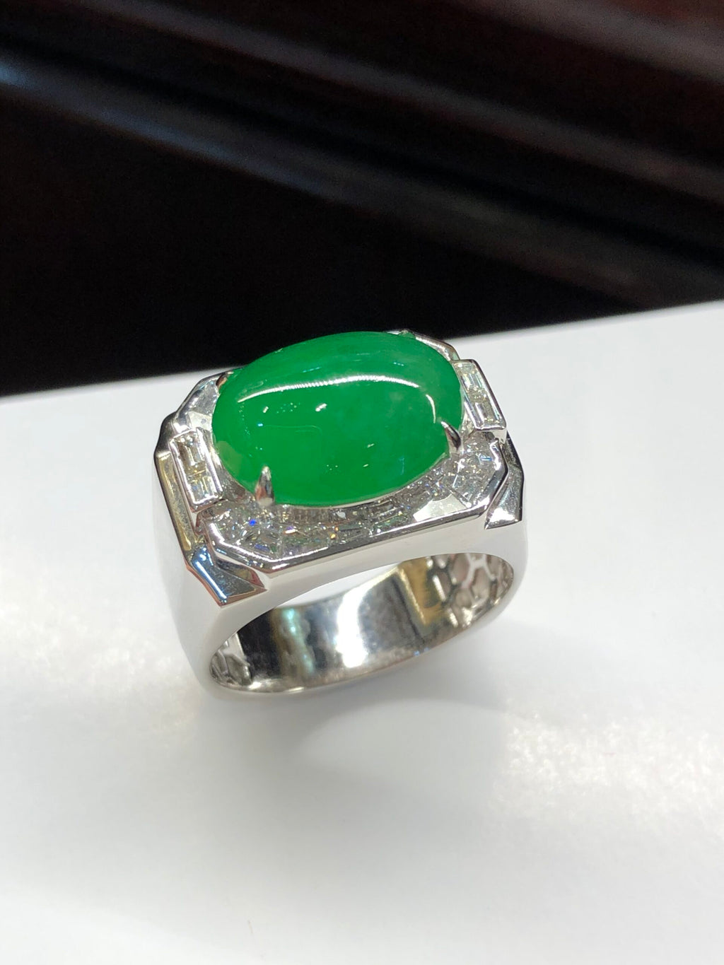 Green Jade Cabochon Ring