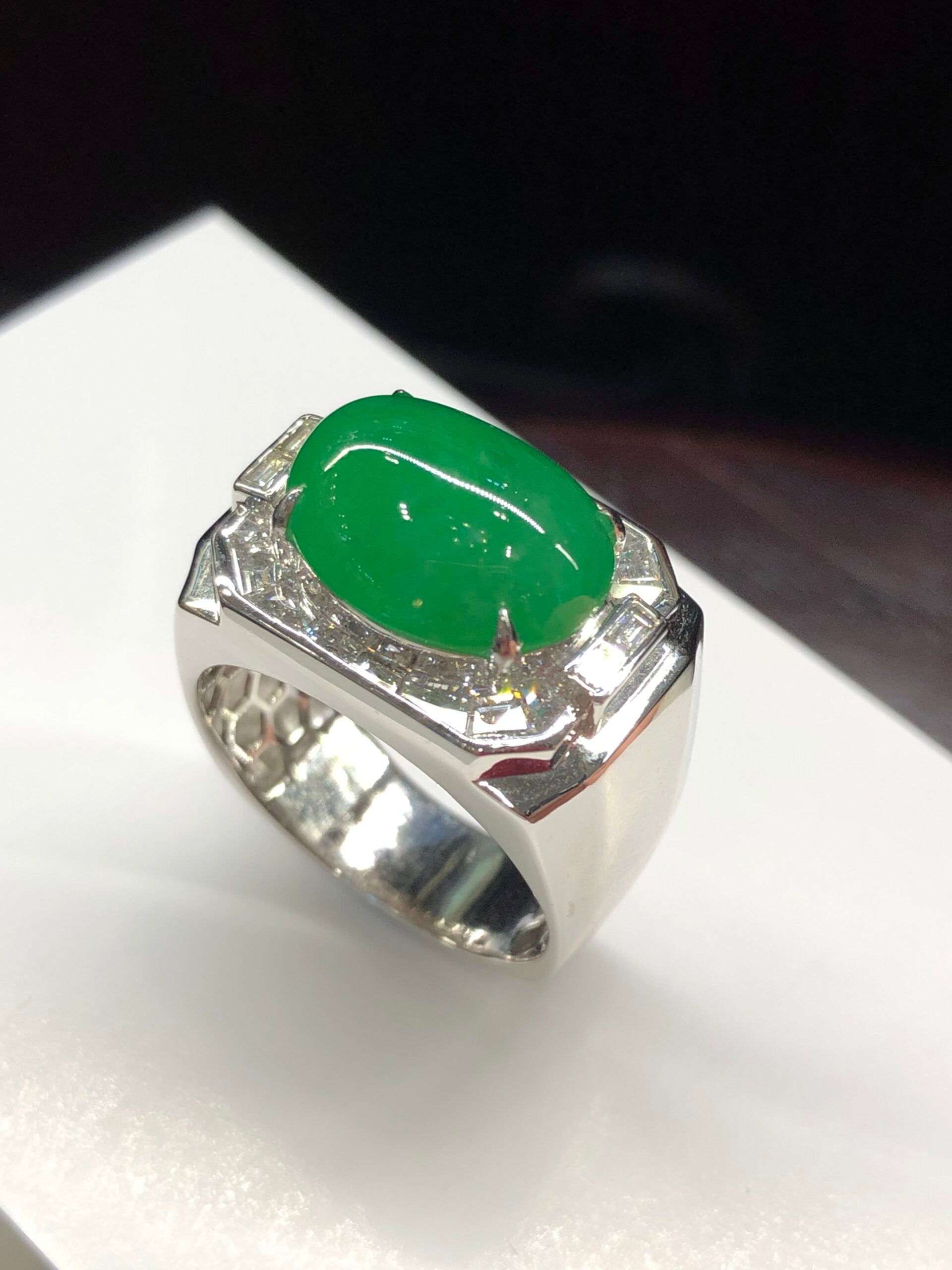 Green Jade Cabochon Ring