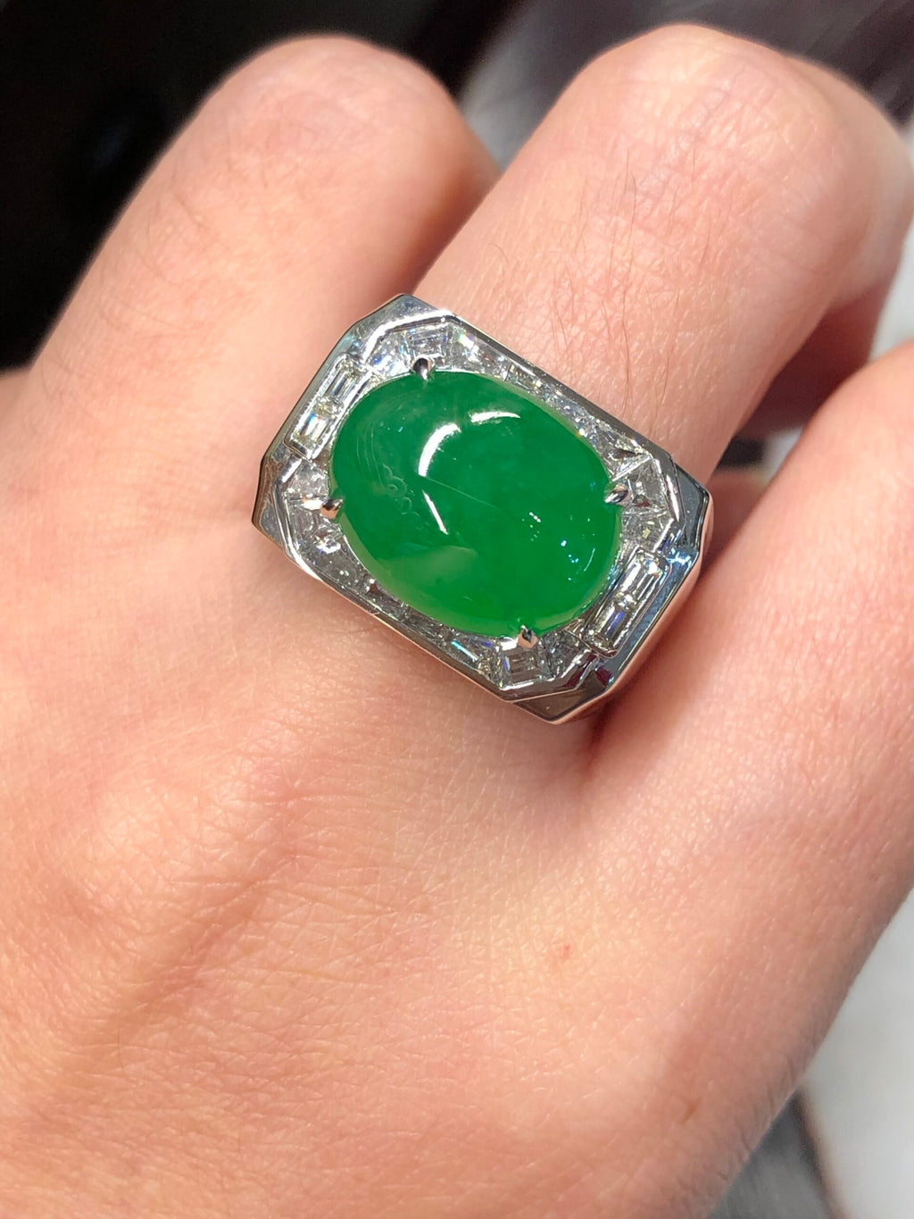 Green Jade Cabochon Ring