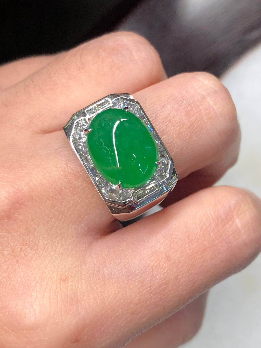 Green Jade Cabochon Ring