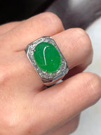 Green Jade Cabochon Ring