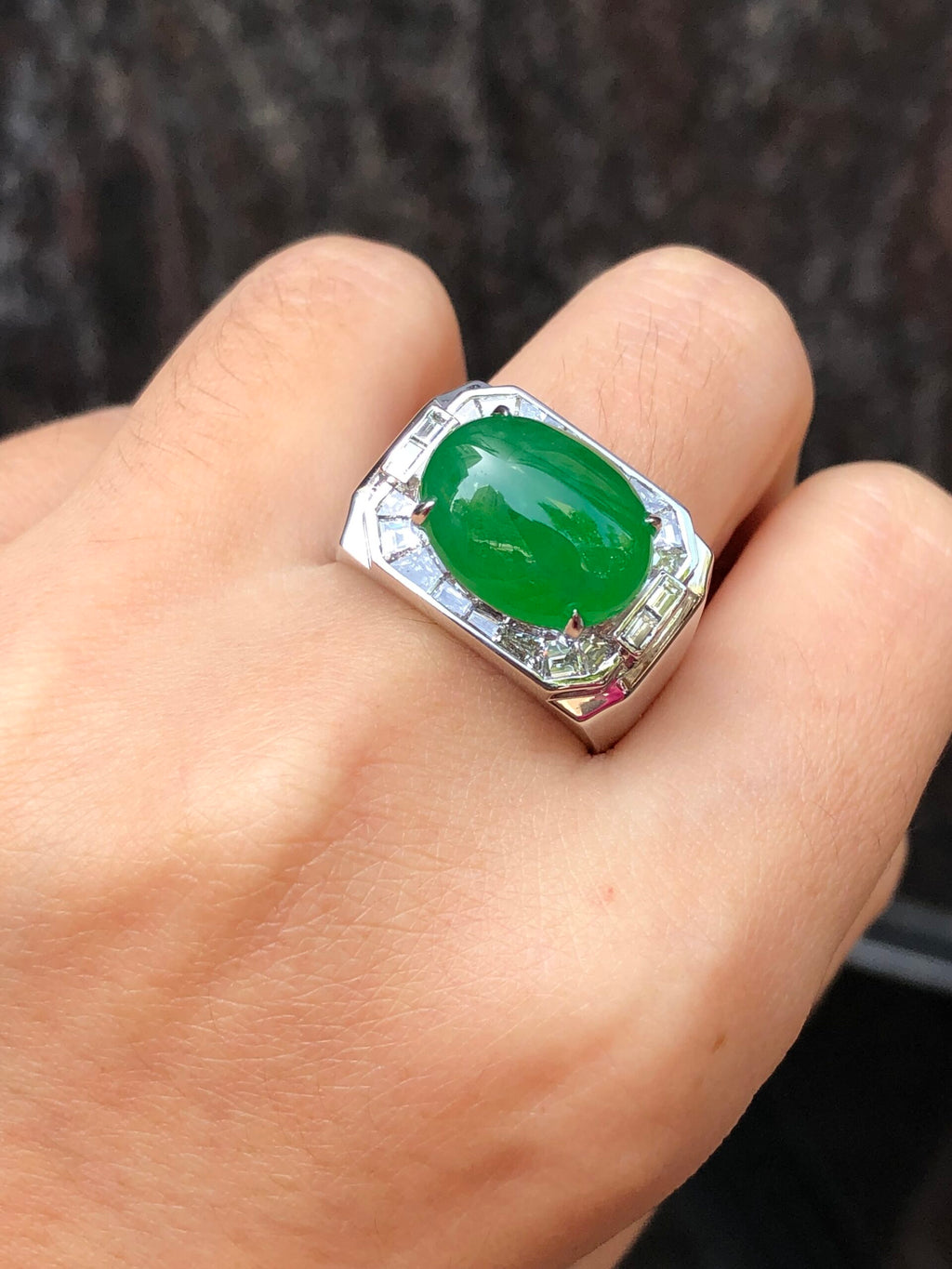 Green Jade Cabochon Ring