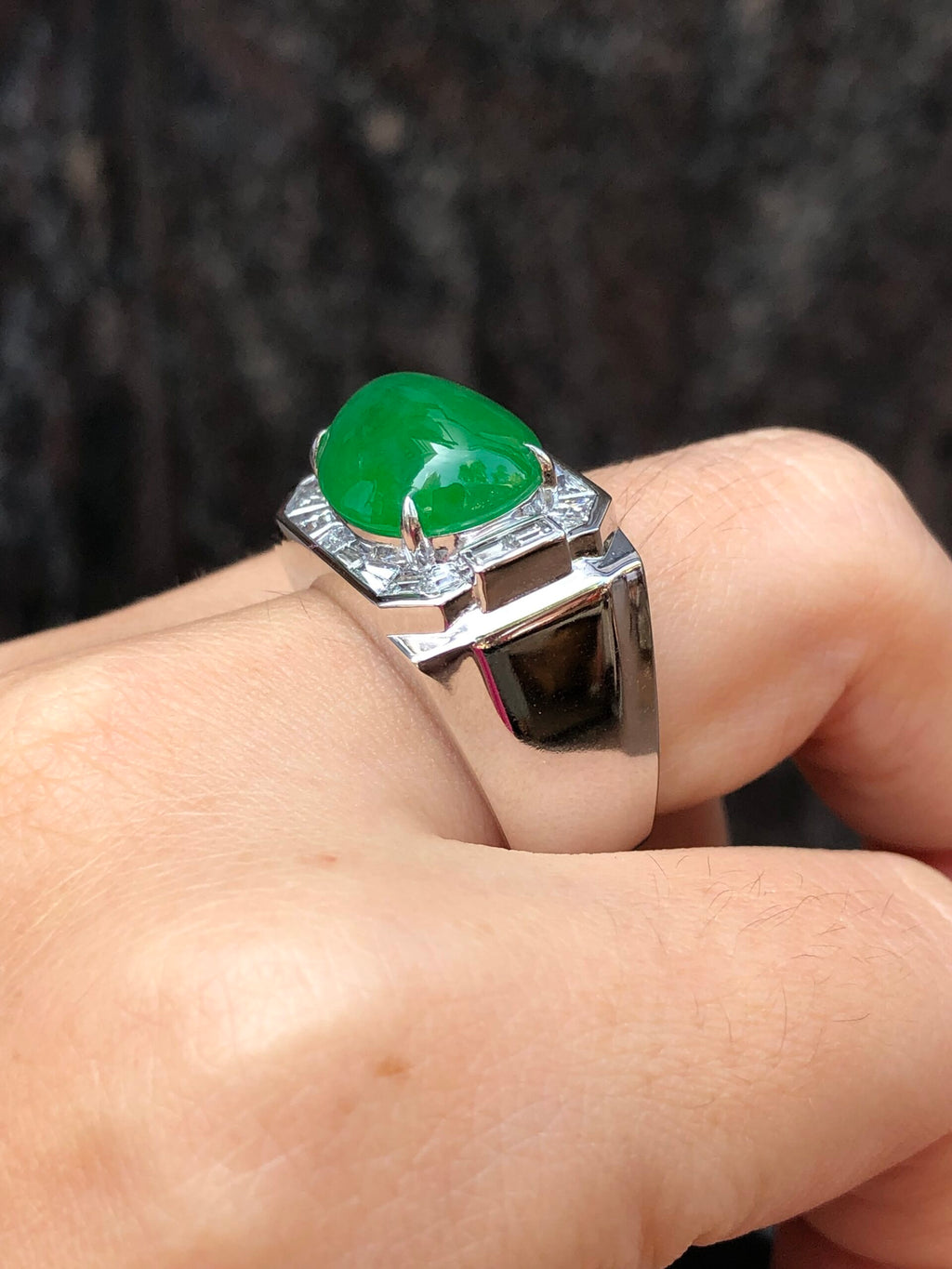 Green Jade Cabochon Ring