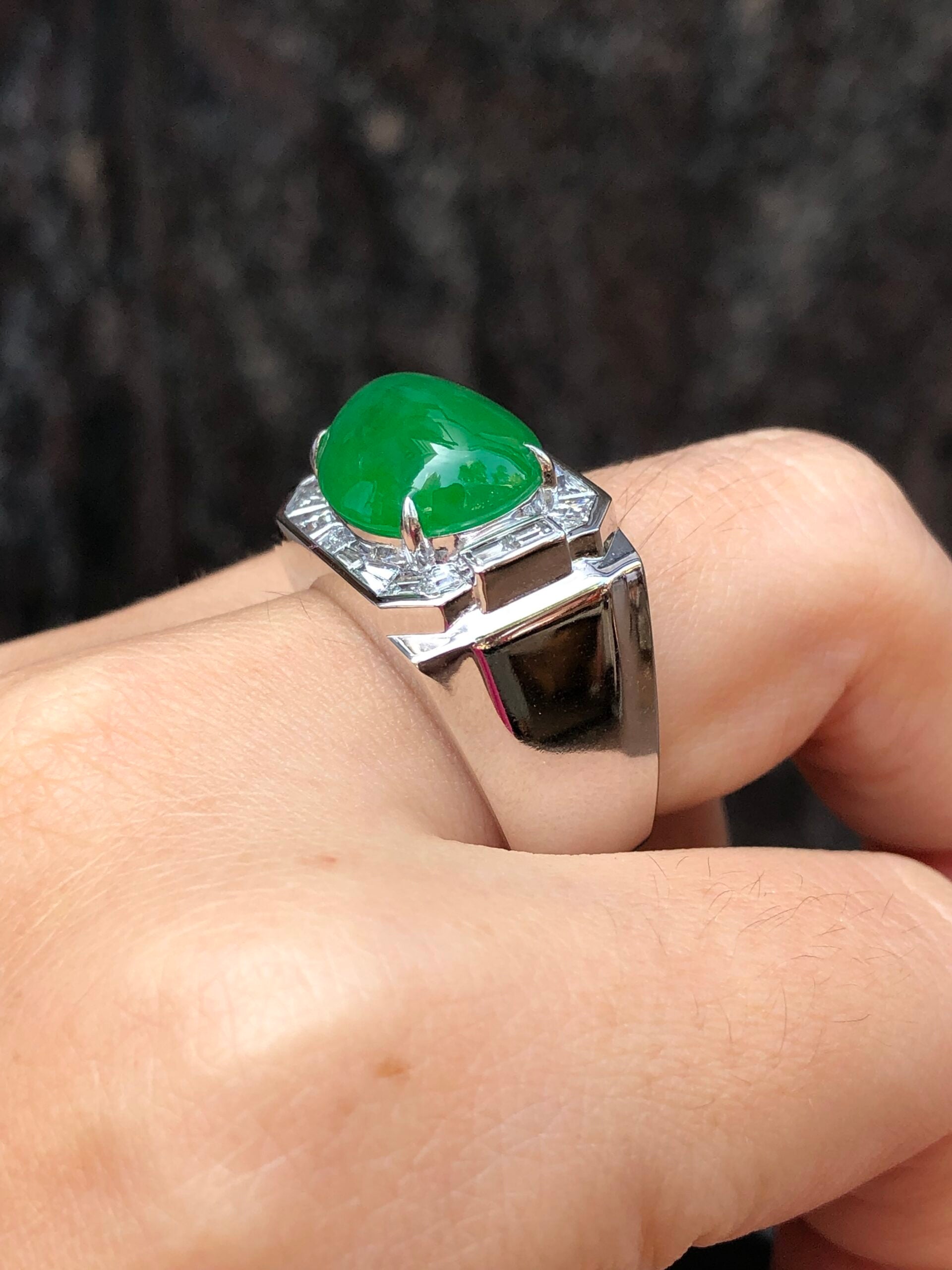 Green Jade Cabochon Ring