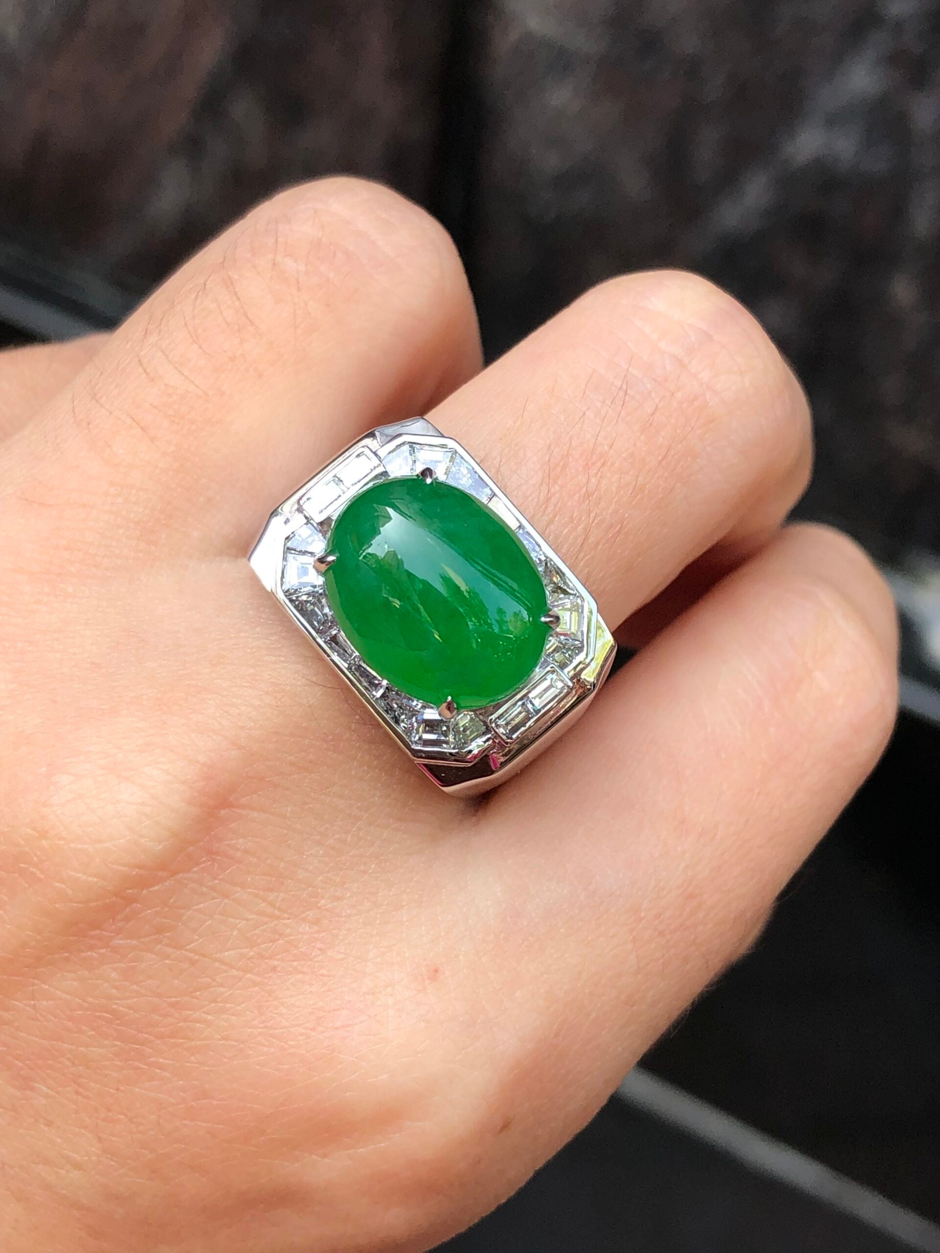 Green Jade Cabochon Ring