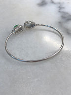 Green and Icy Jade Cabochons Bangle (Glassy Variety)