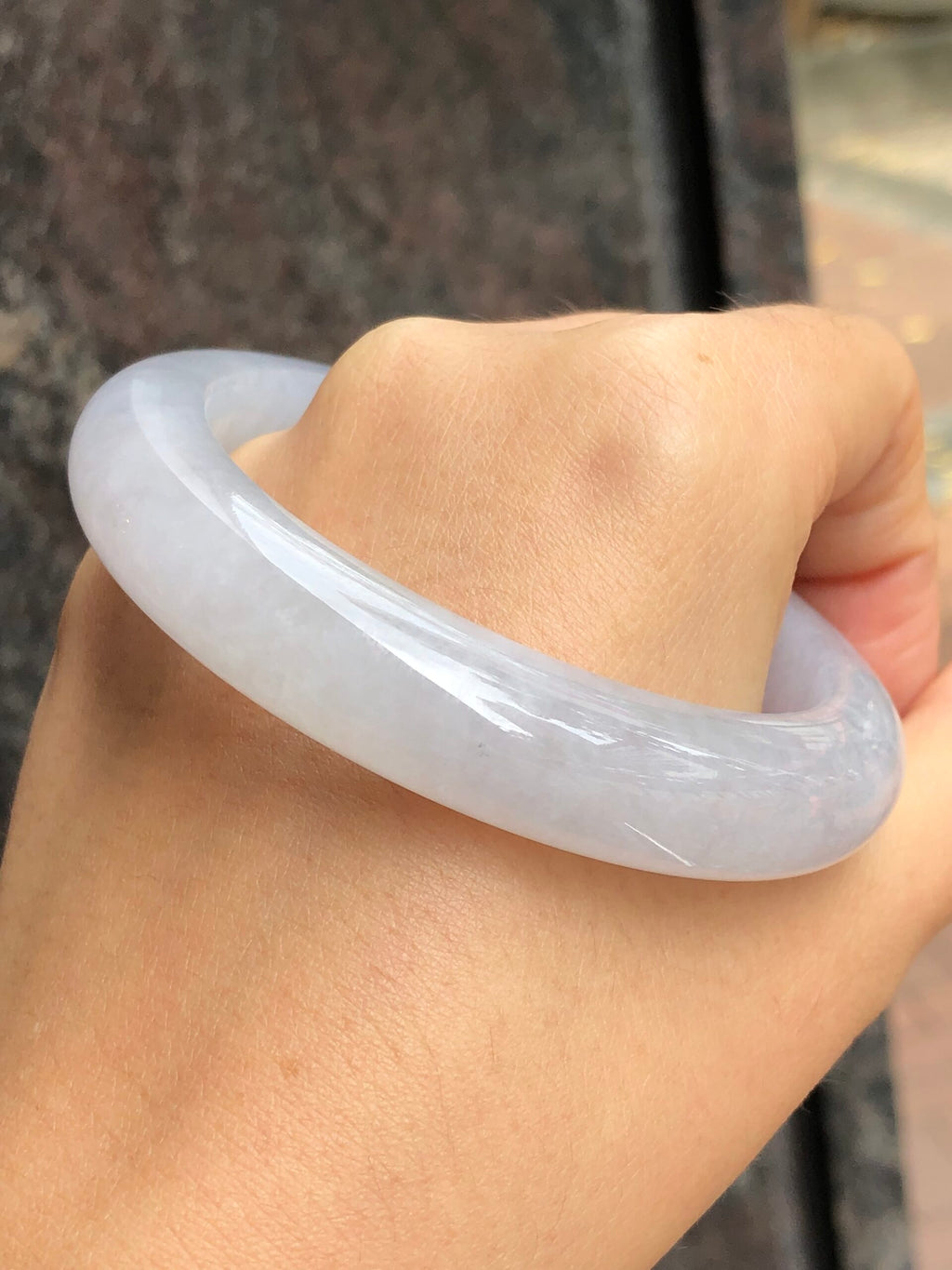 Icy Light Lavender Jade Bangle