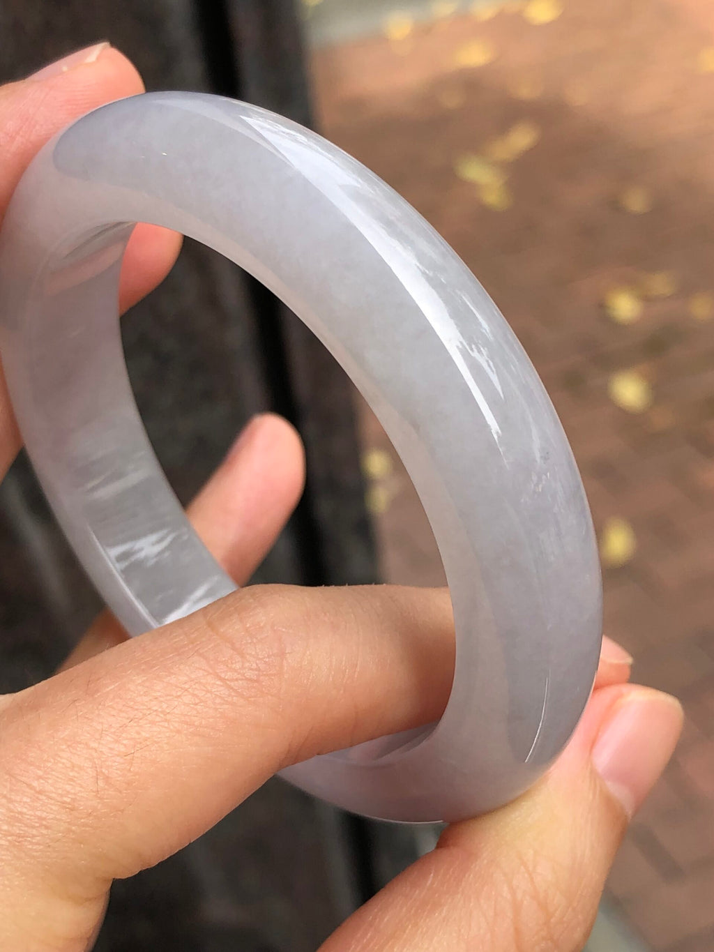 Icy Light Lavender Jade Bangle