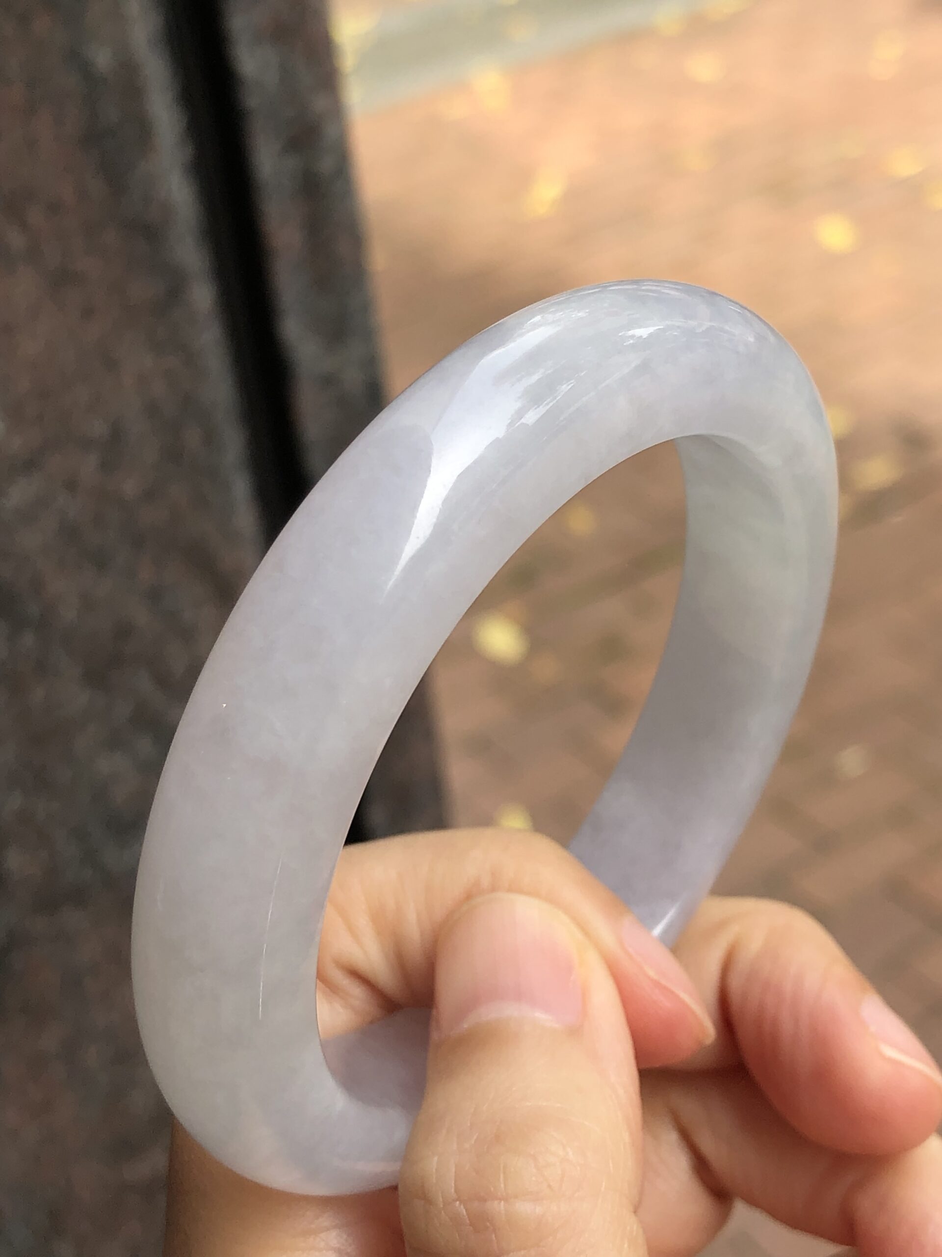 Icy Light Lavender Jade Bangle