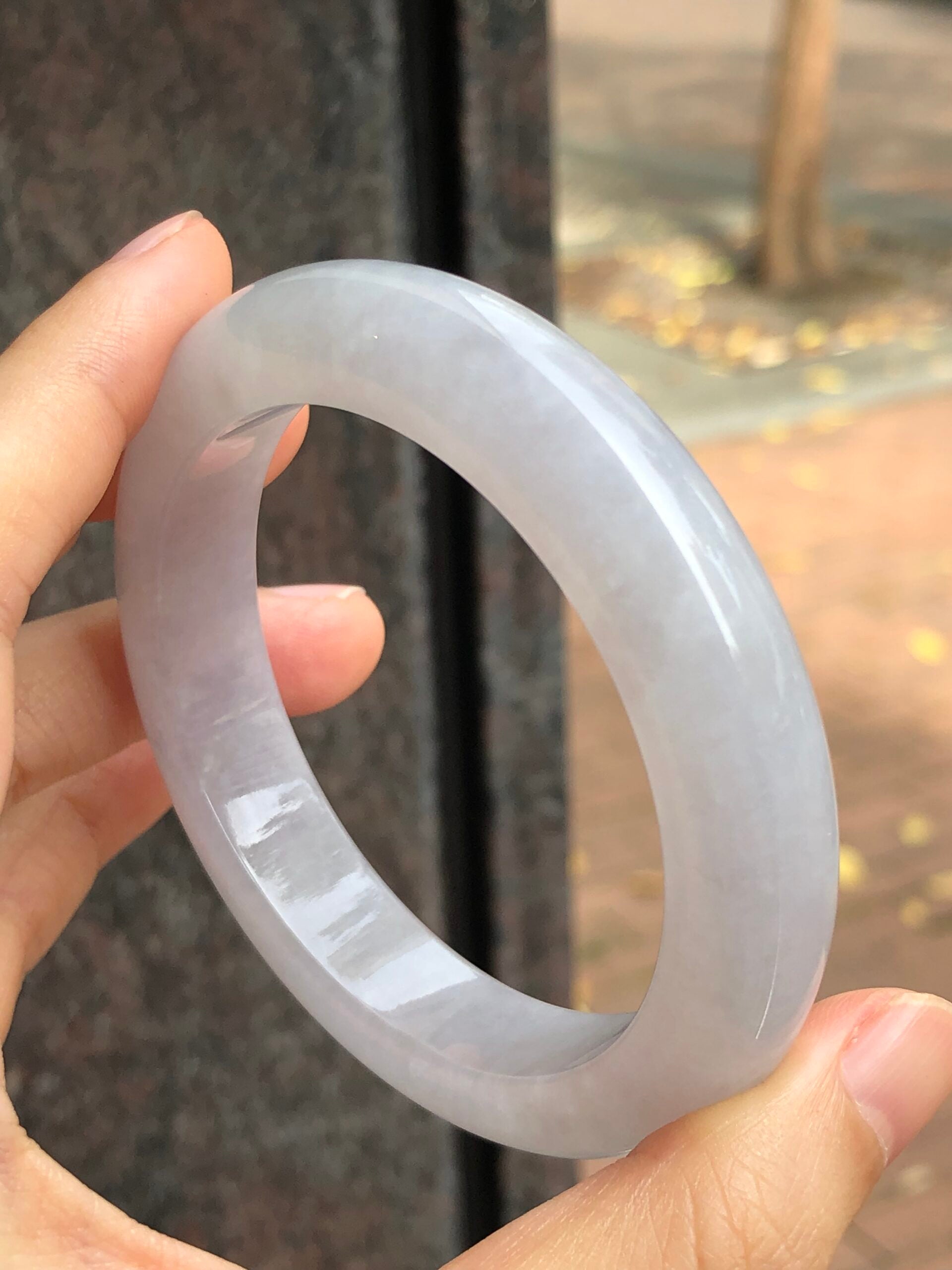 Icy Light Lavender Jade Bangle