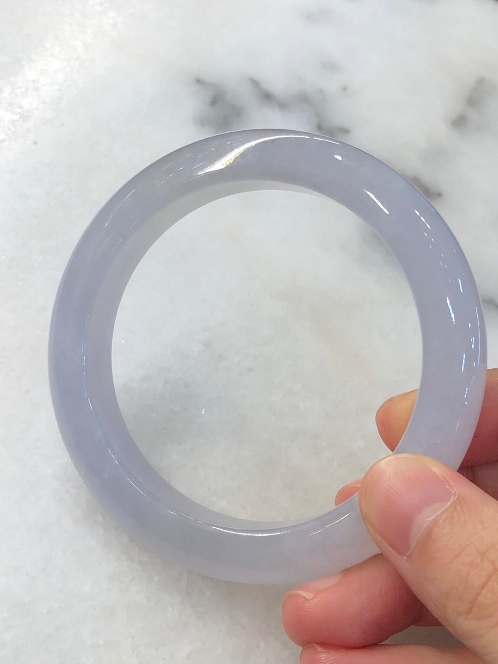 Icy Light Lavender Jade Bangle