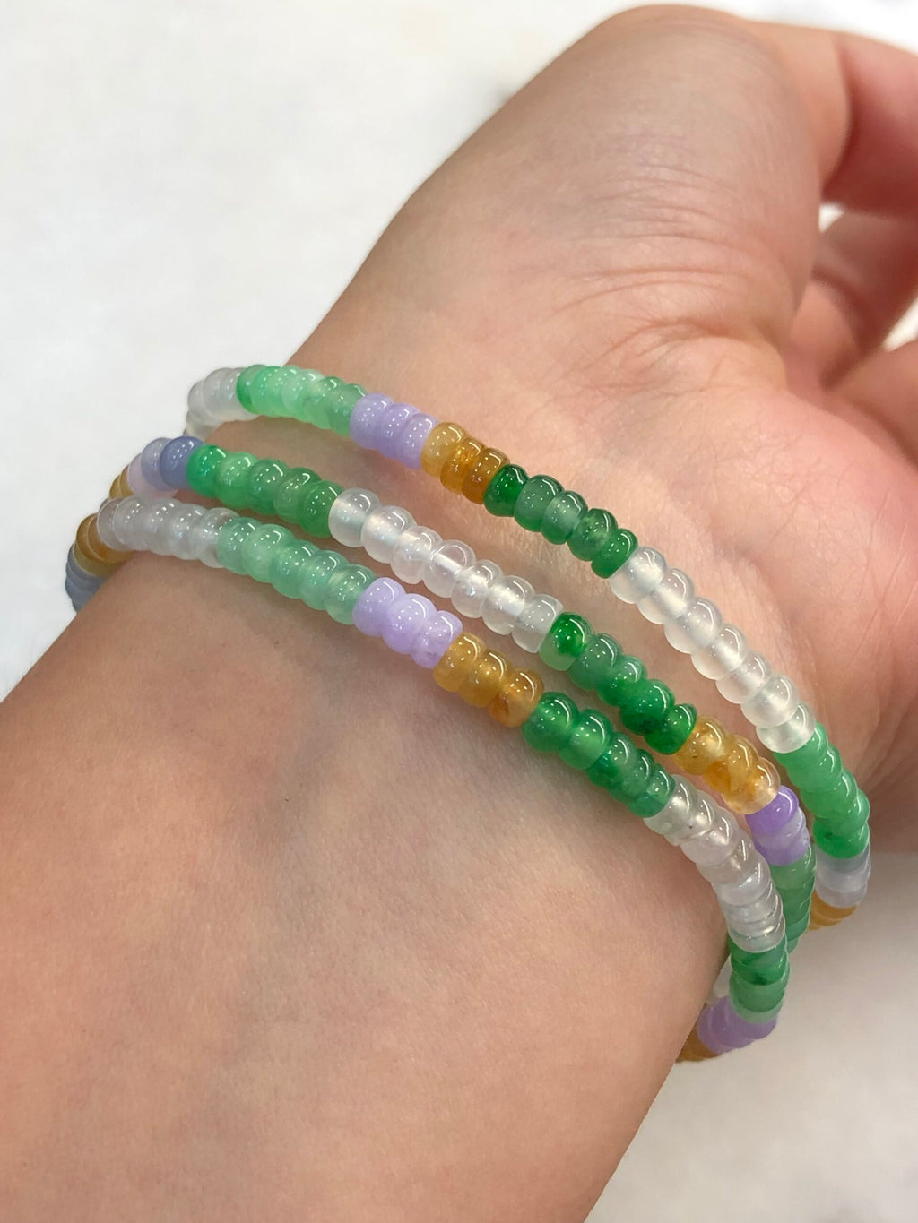 Three-Layer Mixed Colours Jade Bracelets