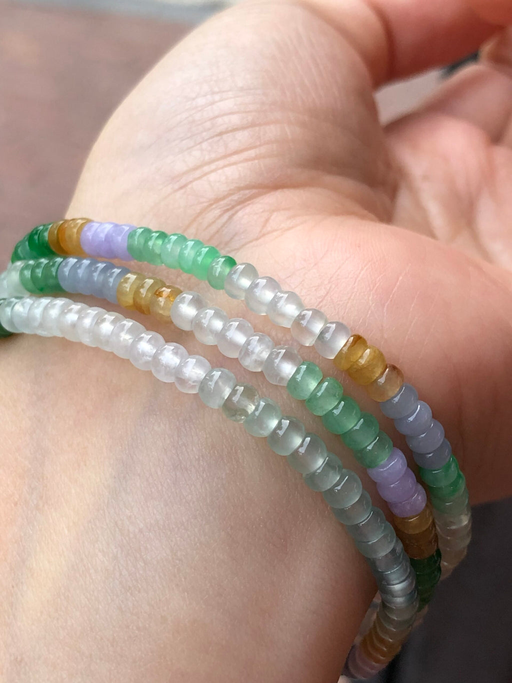 Three-Layer Mixed Colours Jade Bracelets