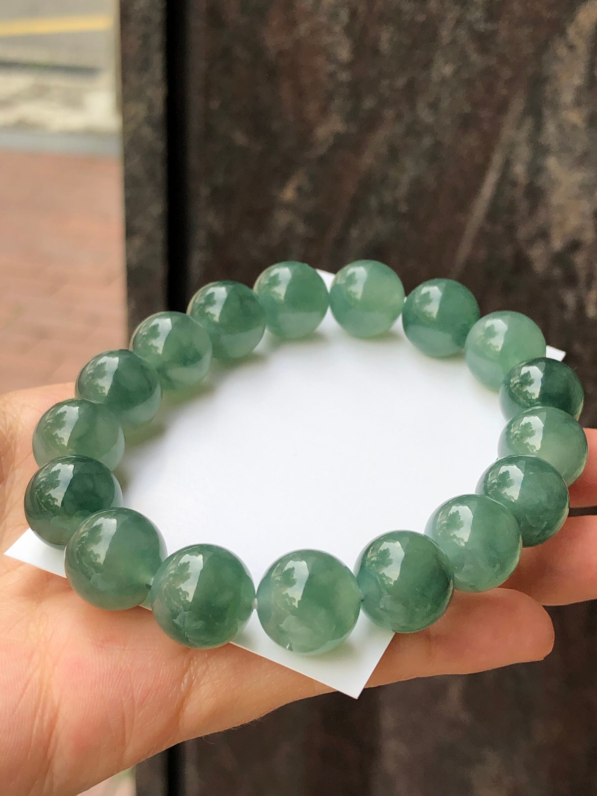 Icy Bluish Green Floral Jade Bracelet