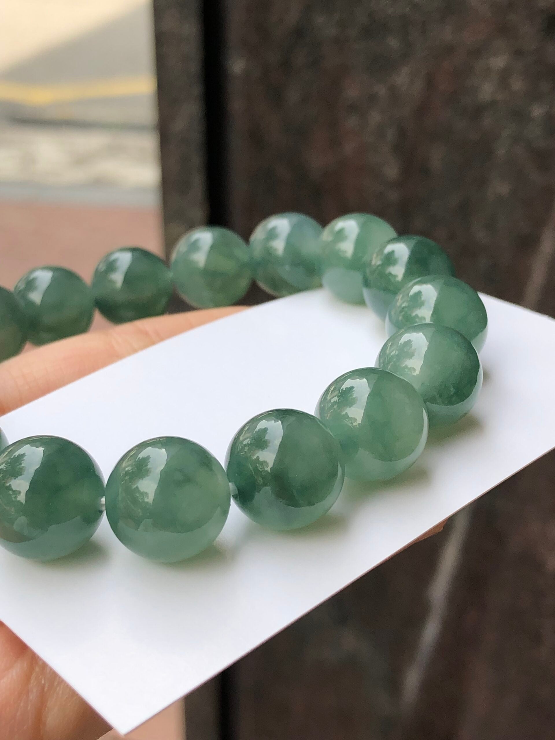 Icy Bluish Green Floral Jade Bracelet