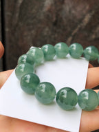 Icy Bluish Green Floral Jade Bracelet