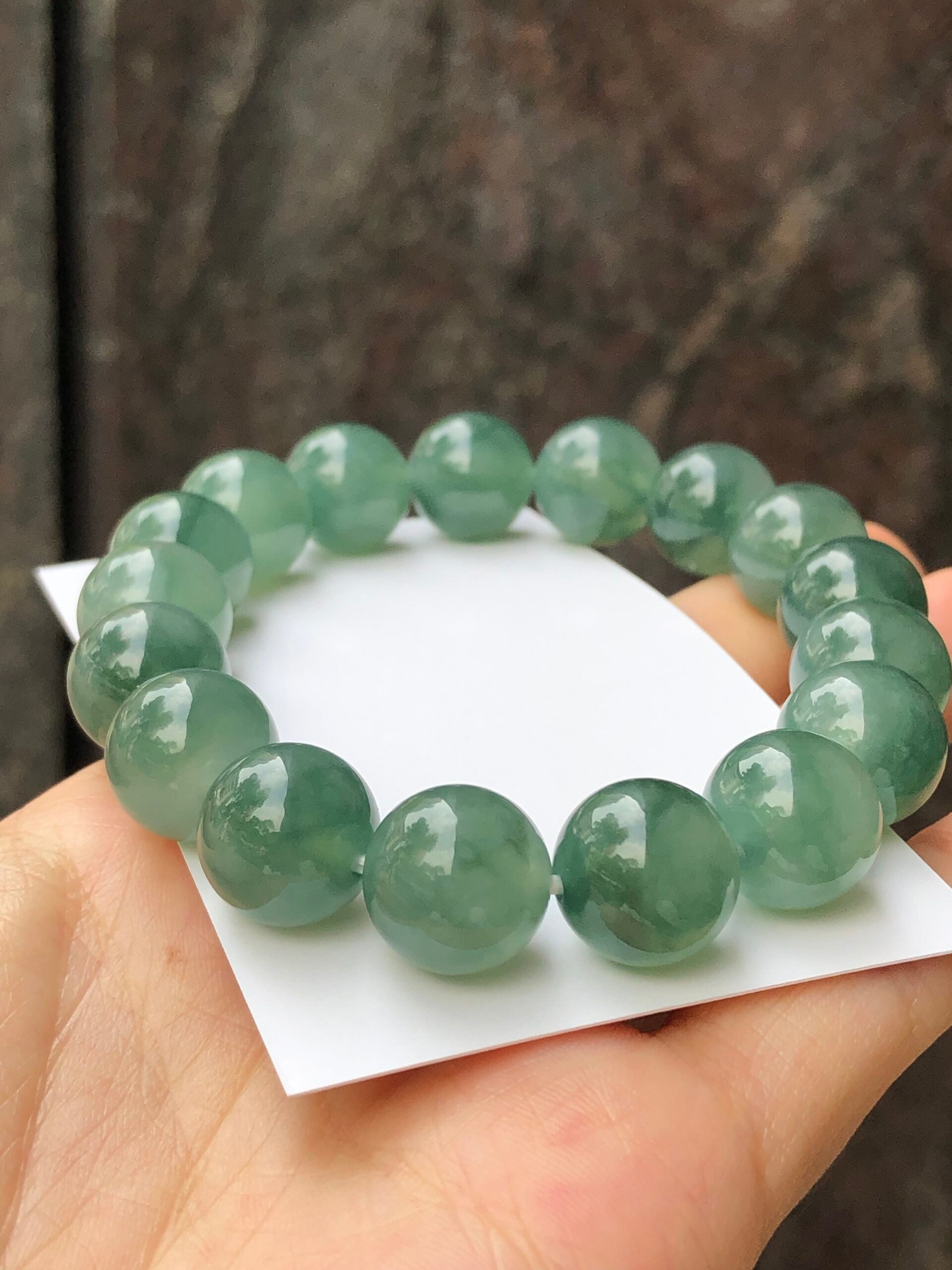 Icy Bluish Green Floral Jade Bracelet