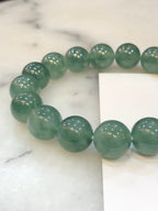 Icy Bluish Green Floral Jade Bracelet