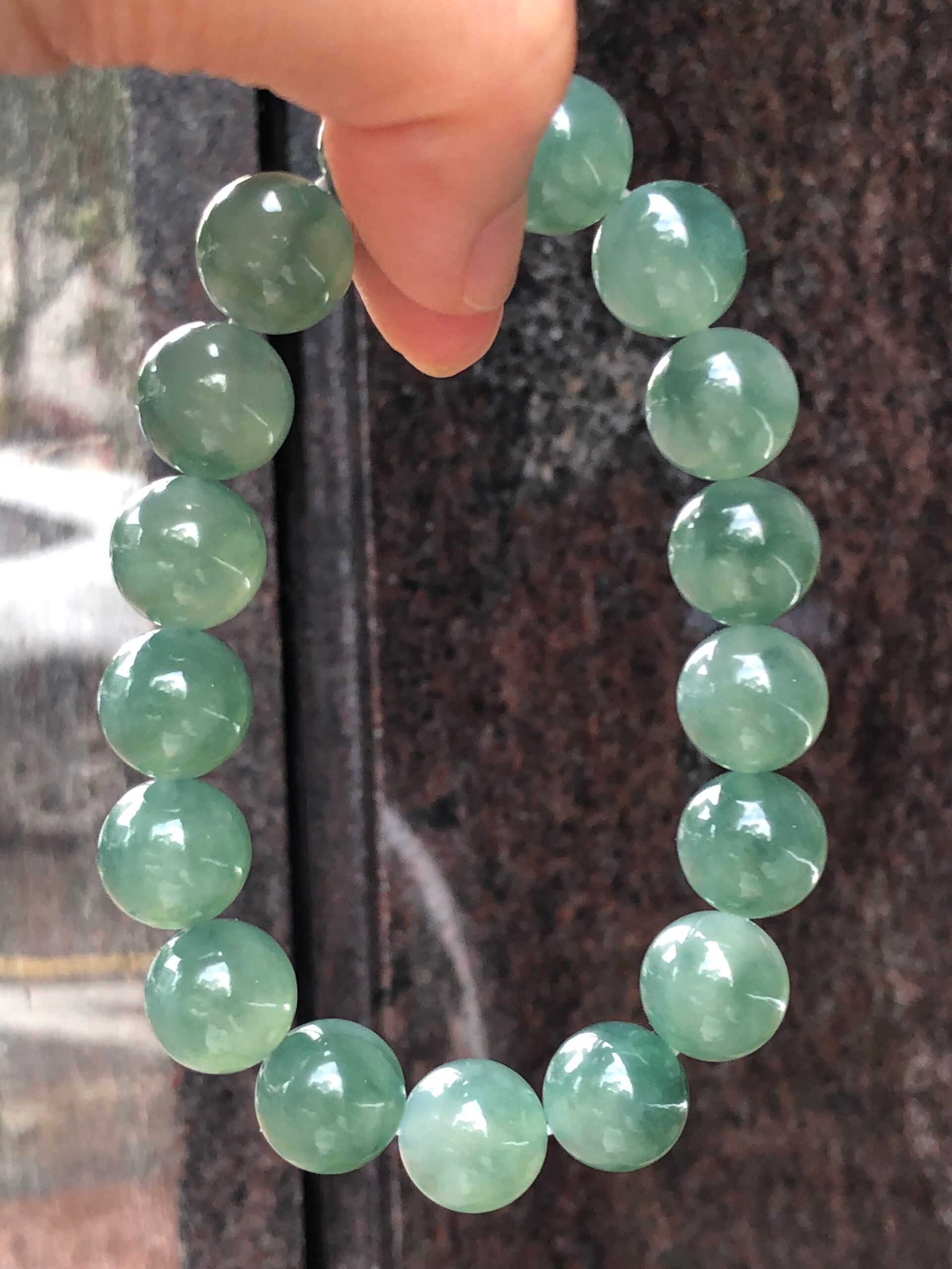 Icy Bluish Green Floral Jade Bracelet