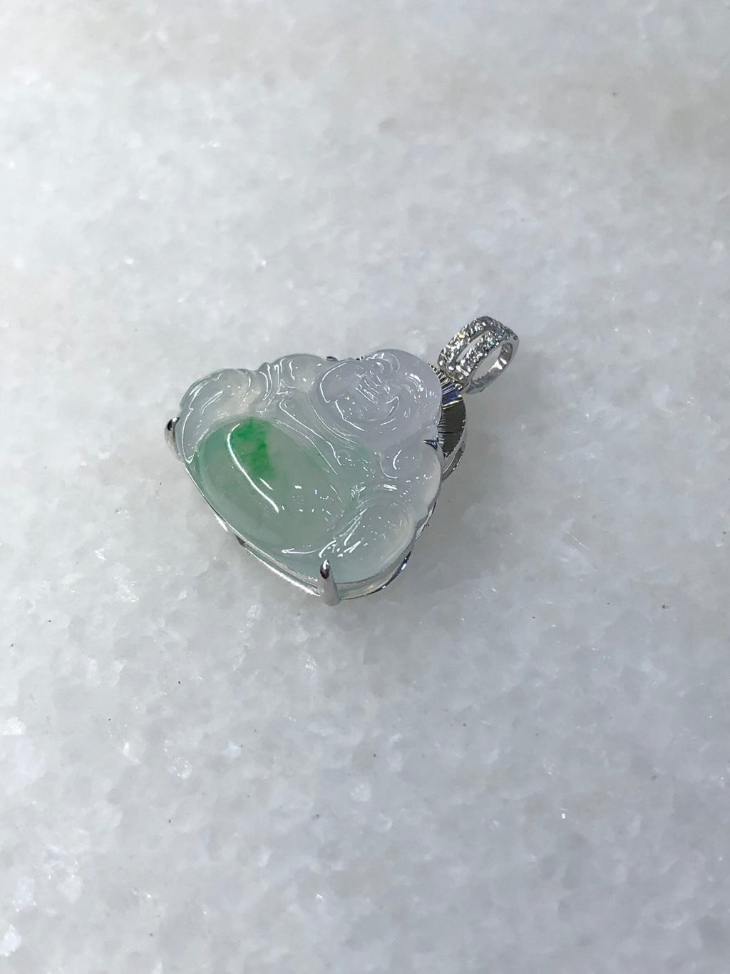Icy Green Jade Buddha Pendant