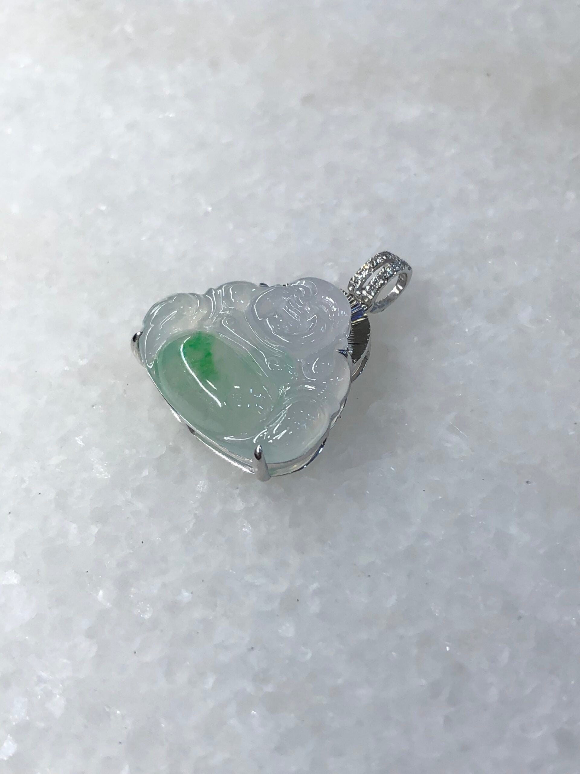 Icy Green Jade Buddha Pendant