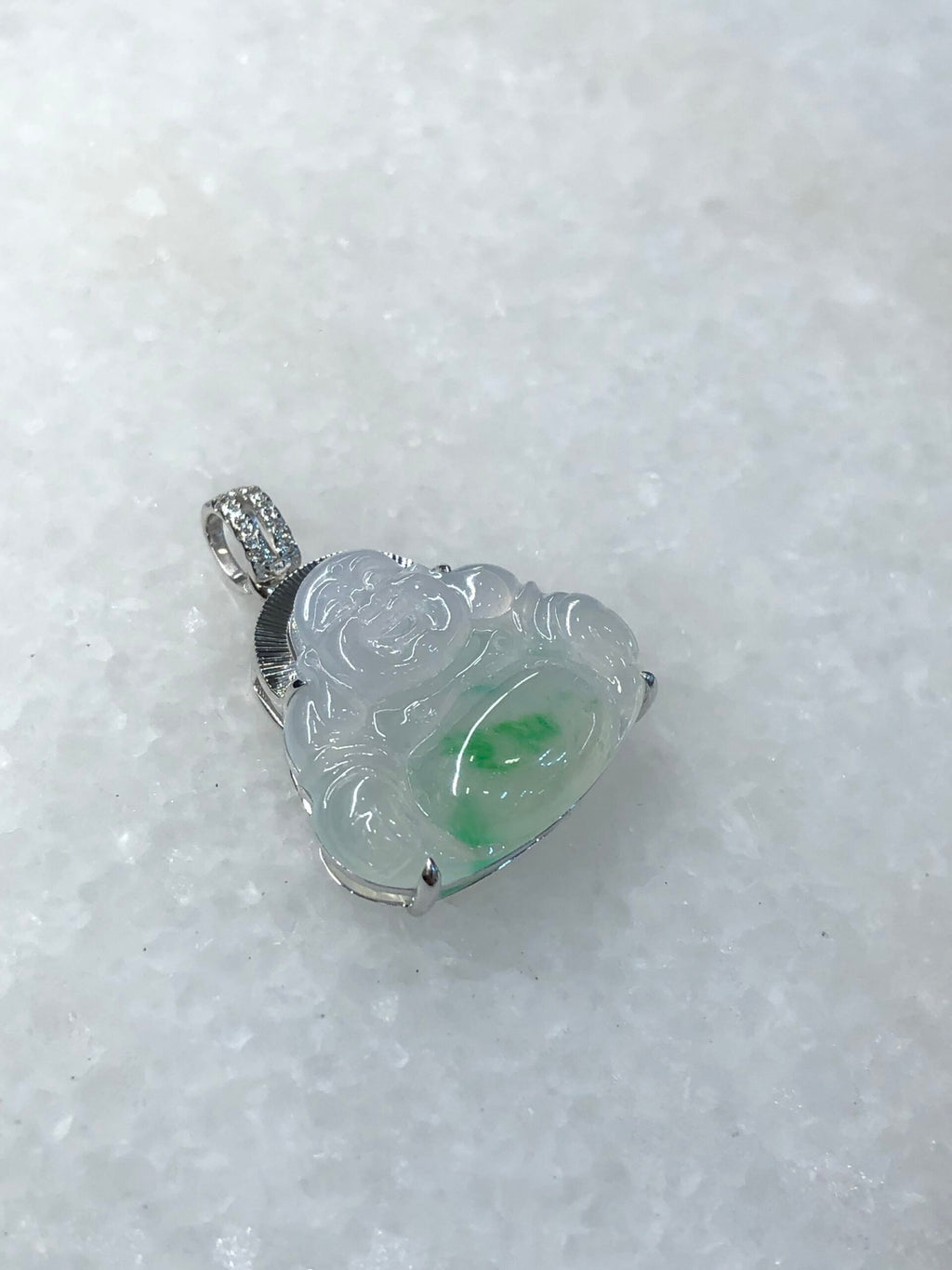 Icy Green Jade Buddha Pendant