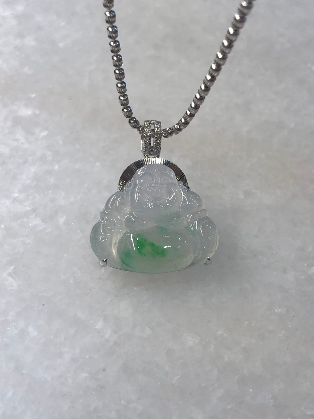 Icy Green Jade Buddha Pendant