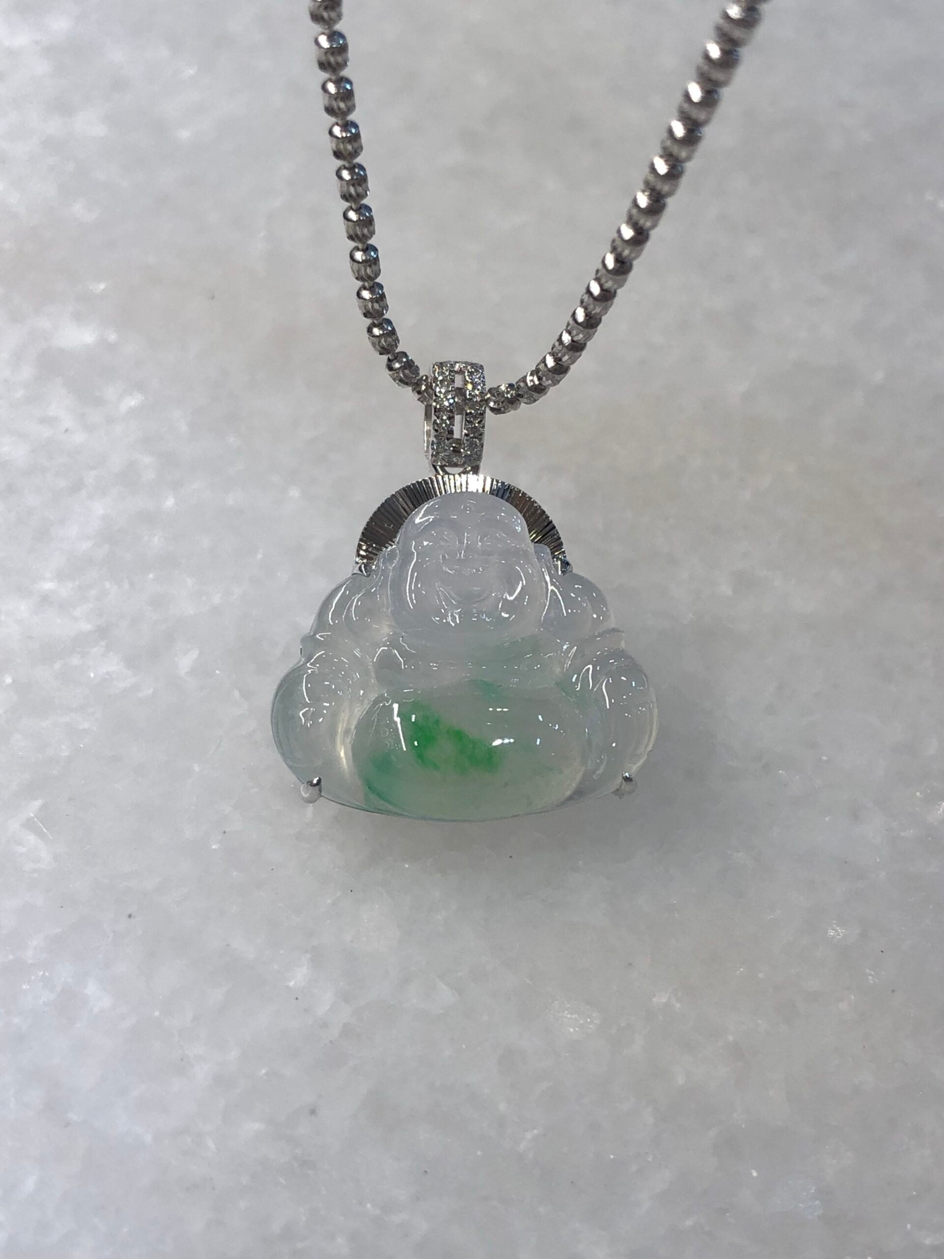 Icy Green Jade Buddha Pendant