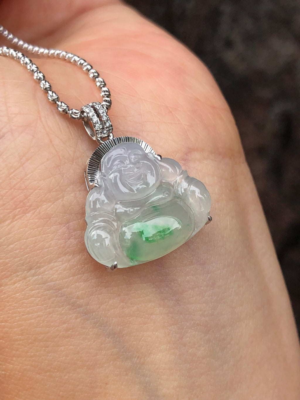 Icy Green Jade Buddha Pendant
