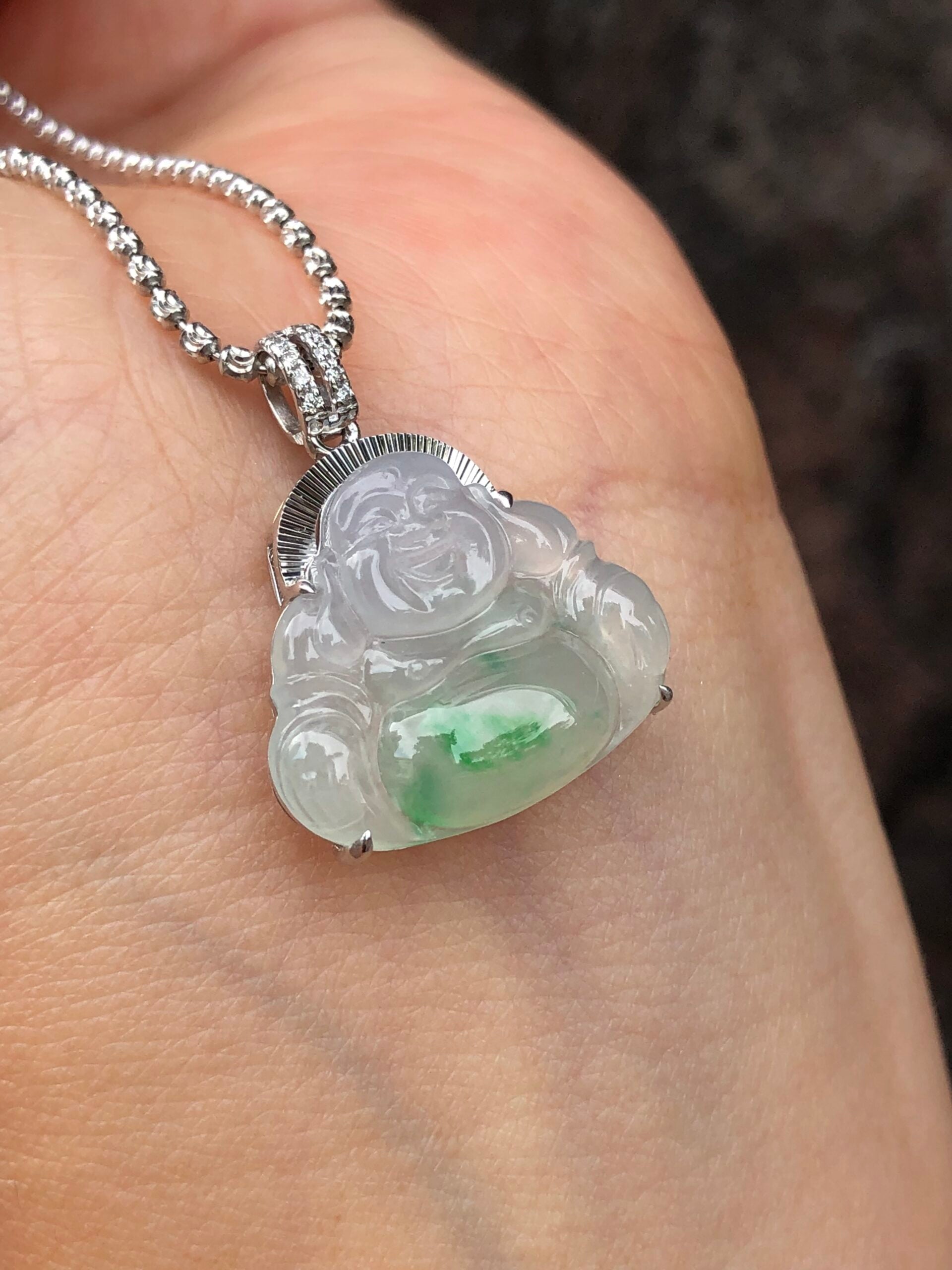 Icy Green Jade Buddha Pendant