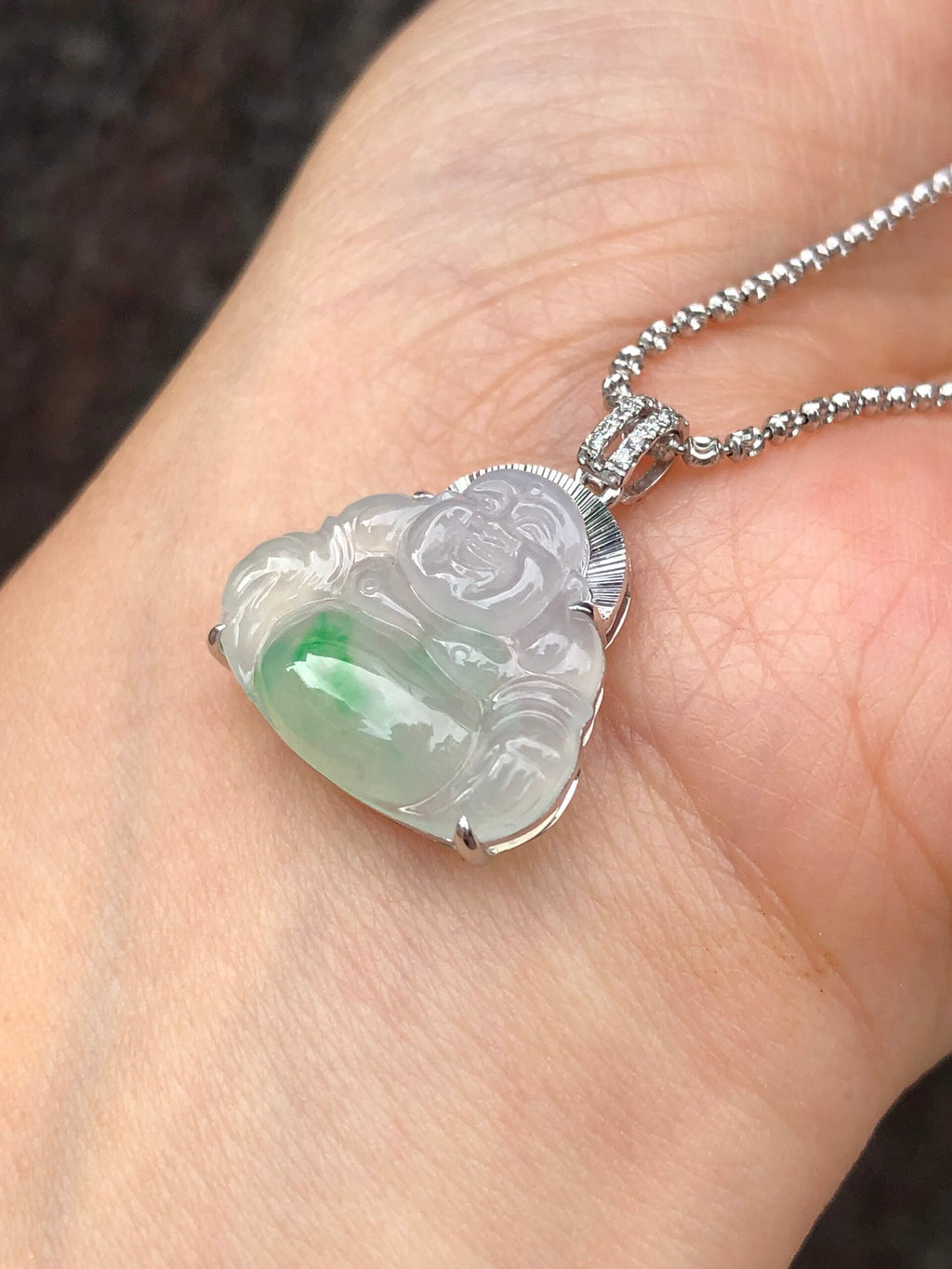 Icy Green Jade Buddha Pendant