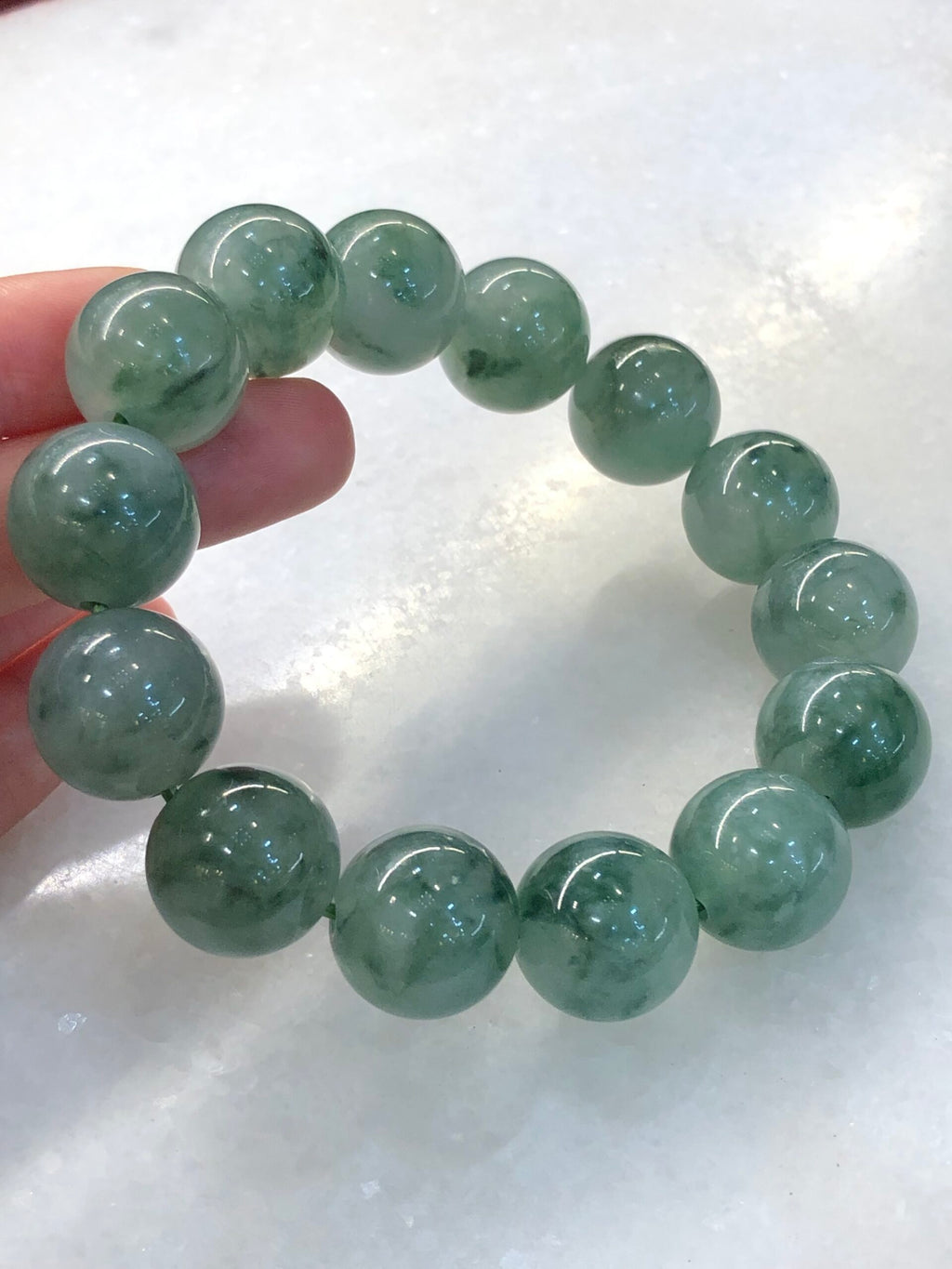 Icy Bluish Green Floral Jade Bracelet
