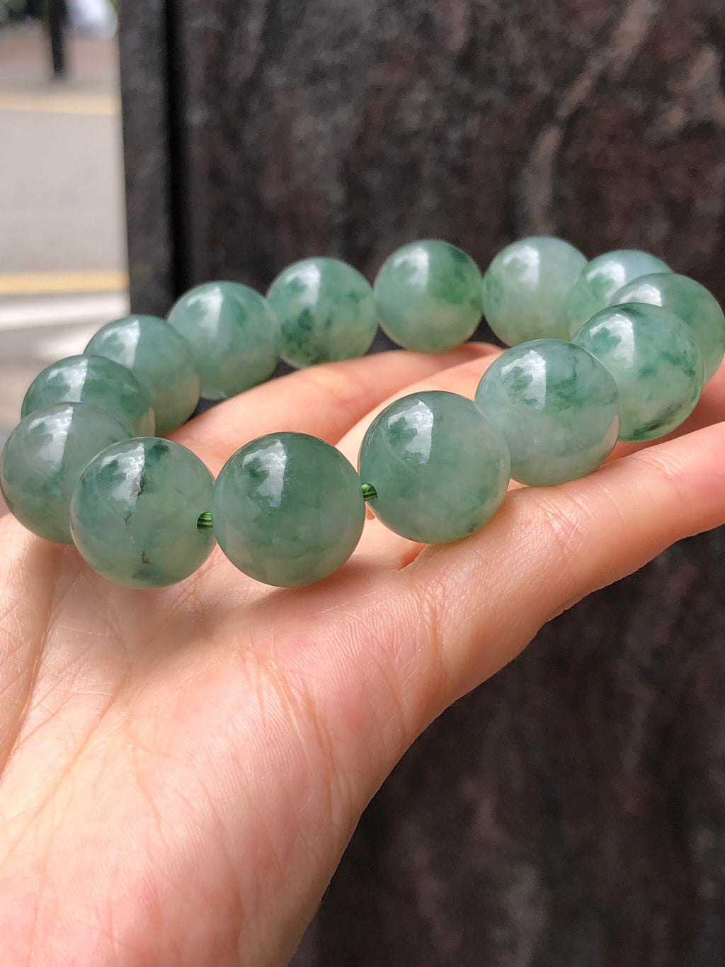 Icy Bluish Green Floral Jade Bracelet