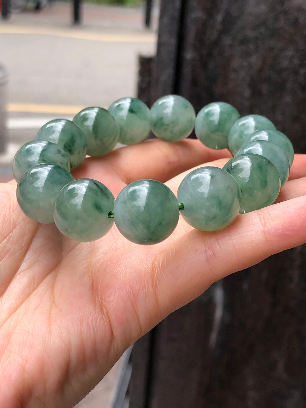 Icy Bluish Green Floral Jade Bracelet