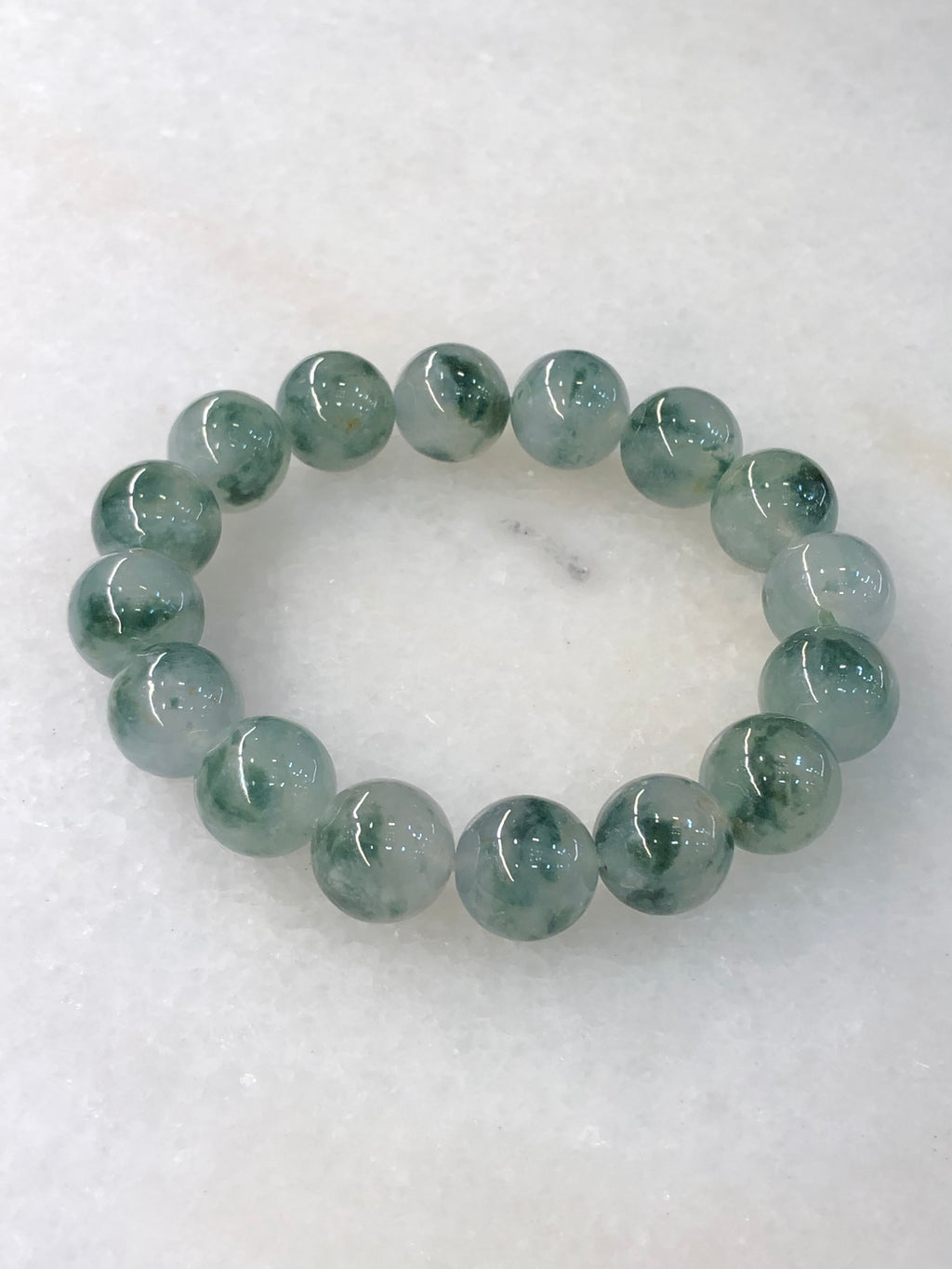 Type A Icy Piao Hua Jadeite Beads Bracelet