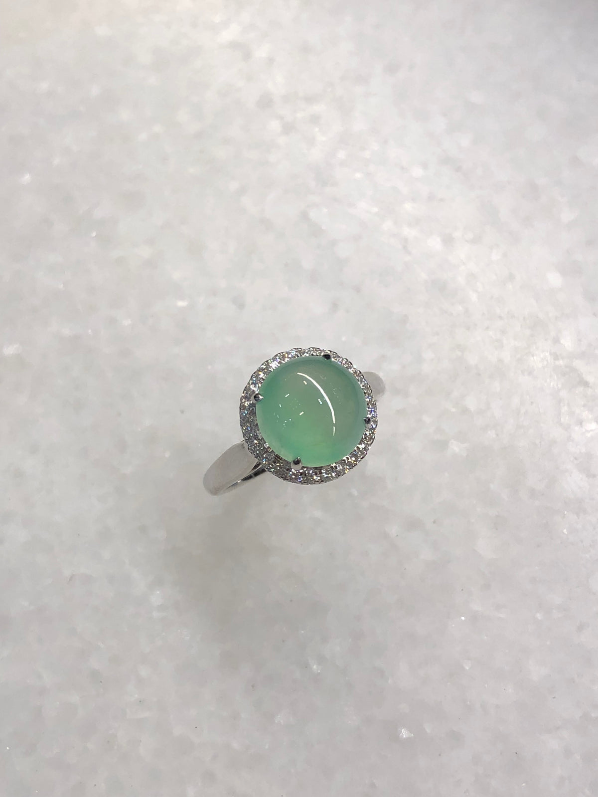 Natural Type A Icy Green Cabochon Jadeite Ring | ClassicJade Singapore