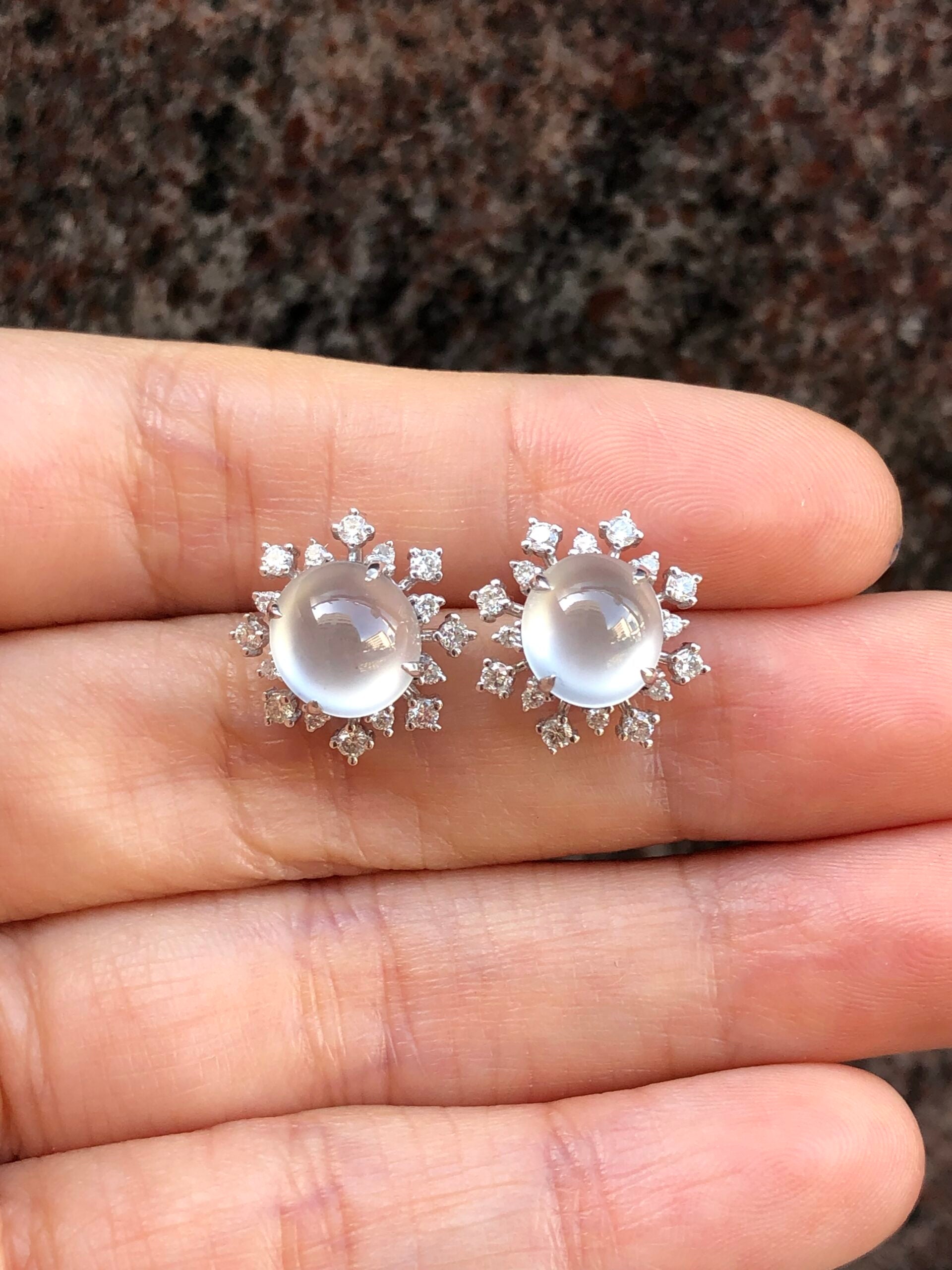 Icy Jade Cabochons Earrings (Glassy Variety)