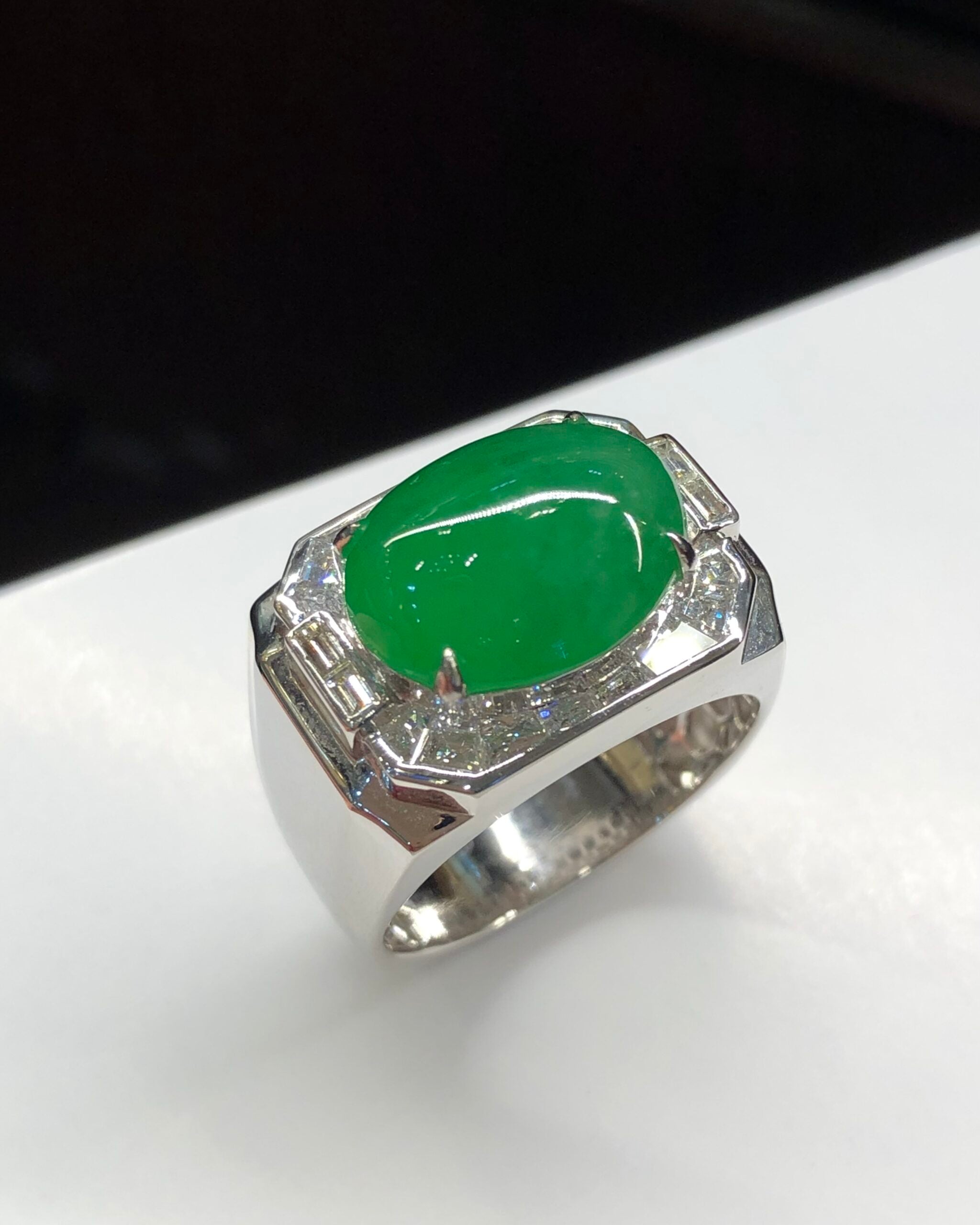 Green Jade Cabochon Ring