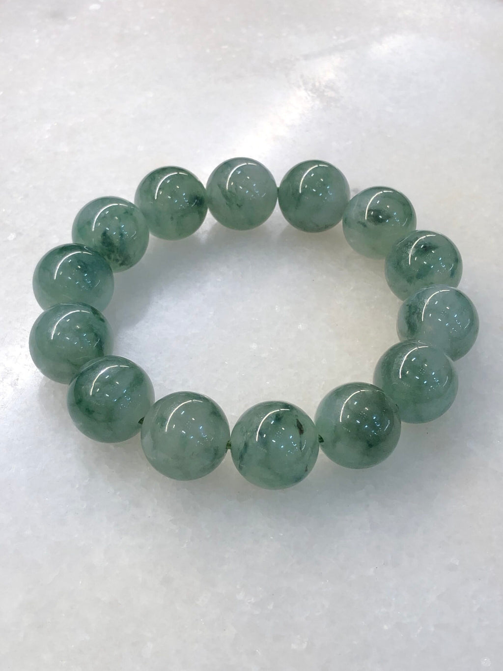 Icy Bluish Green Floral Jade Bracelet