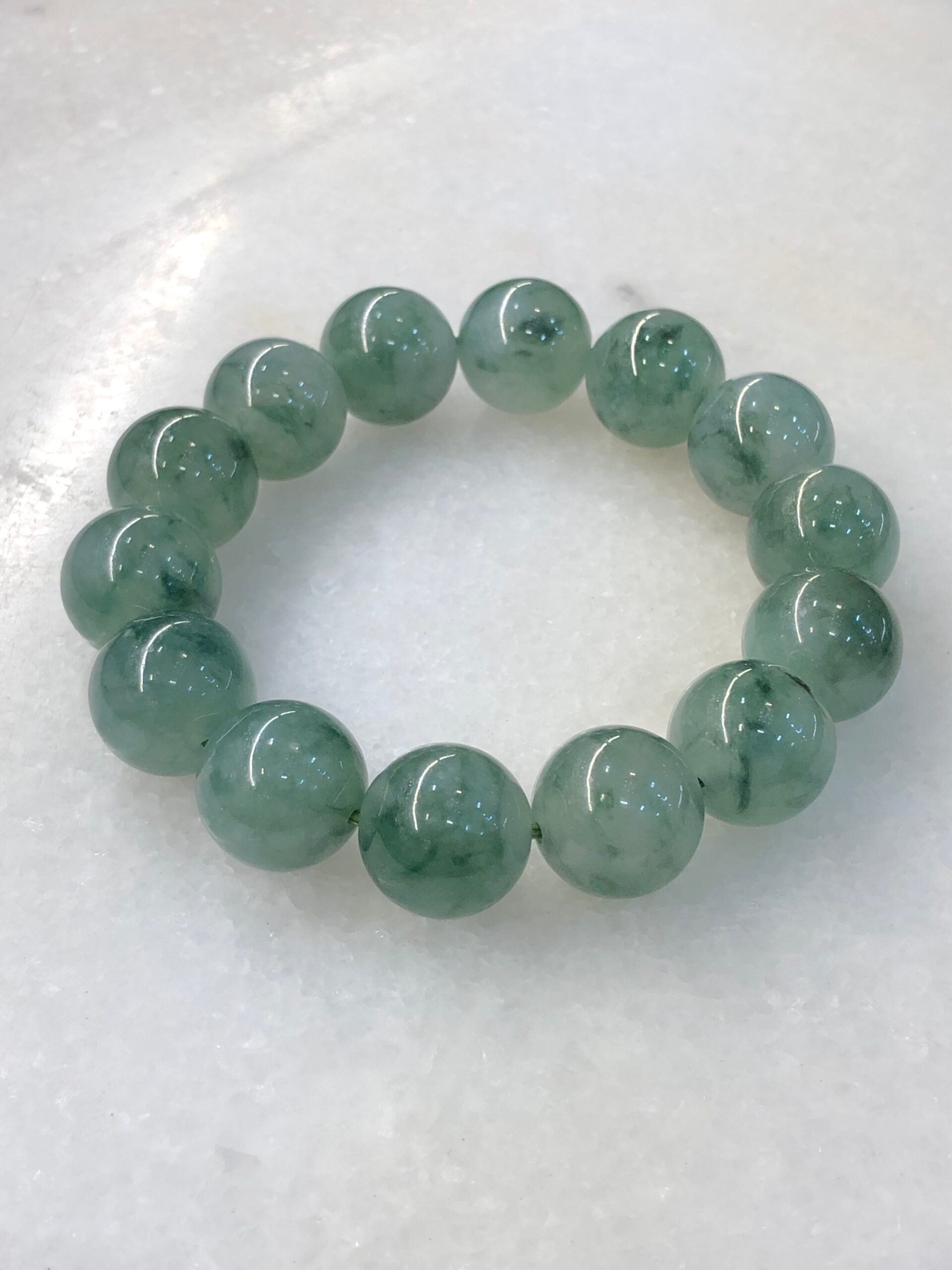 Icy Bluish Green Floral Jade Bracelet