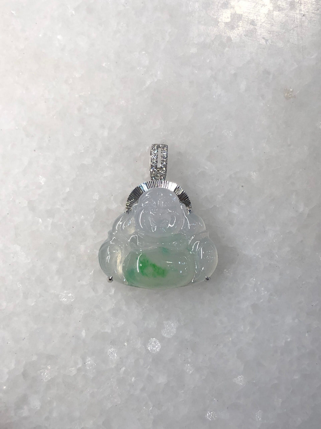 Icy Green Jade Buddha Pendant