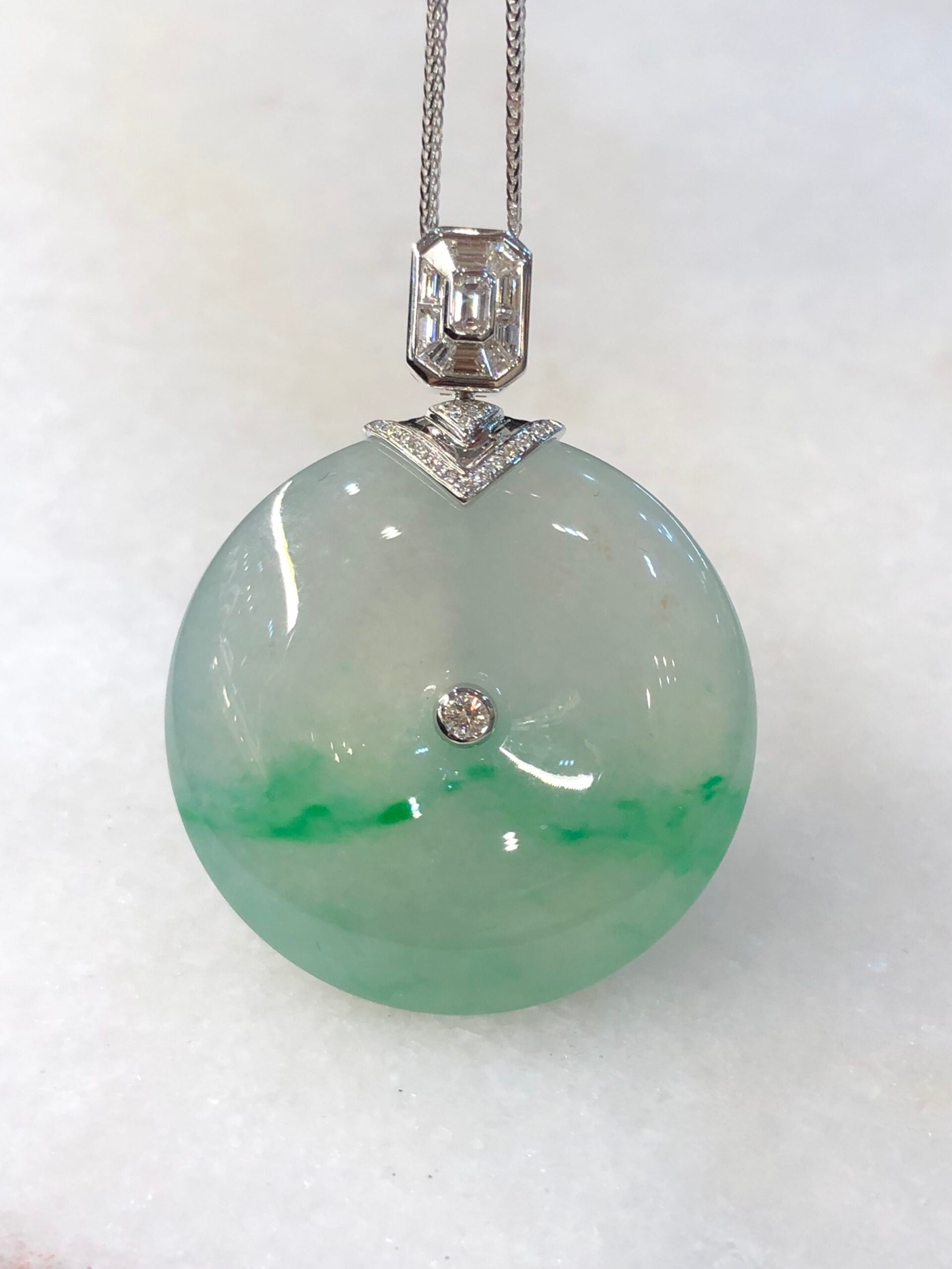 Icy Green Jade Safety Coin Pendant