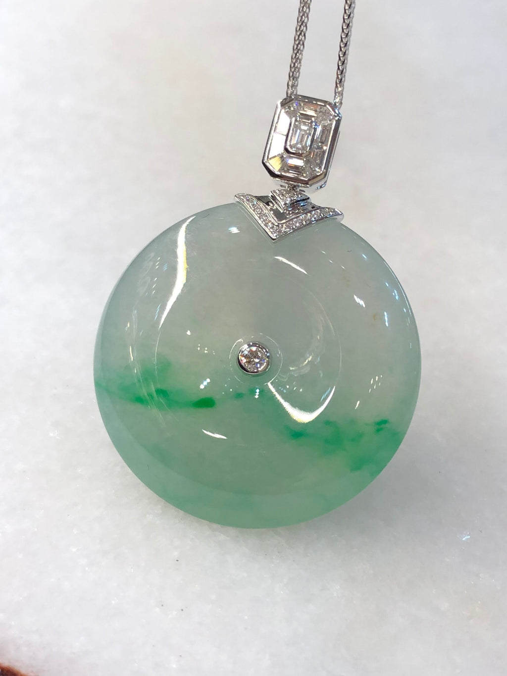 Icy Green Jade Safety Coin Pendant